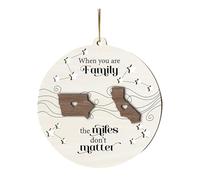 When Family The Miles Don't Matter Apart Far Distance Siblings Sisters State Map 2 Layered Wooden Ornament Christmas Pendant Decorations Doorway Outdoor (A, 8cm)