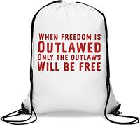 When Freedom is Outlawed Only The Outlaws Will Be Free Gym Sack Casual Drawstring Bag White