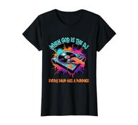 When God is The DJ Every Drop Has A Purpose Christian Music Value Graphic T-Shirt, Women, Black, S