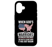 When God is Warriors Go Down On Their Knees Jesus US Flag Case for iPhone 16