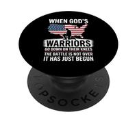 When God is Warriors Go Down On Their Knees Jesus US Flag PopSockets Adhesive PopGrip