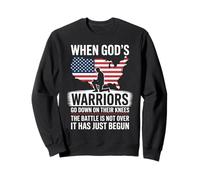 When God is Warriors Go Down On Their Knees Jesus US Flag Sweatshirt