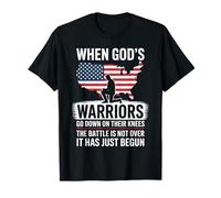 When God is Warriors Go Down On Their Knees Jesus US Flag T-Shirt