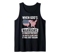 When God is Warriors Go Down On Their Knees Jesus US Flag Tank Top