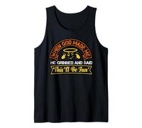 When God Made Me Grinned Sarcastic Christian Quote Tank Top