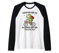 When God Made Me He Grinned and Said Frog Sarcastic Saying Raglan Baseball Tee