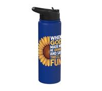 When God Made Me, He Grinned Fun Sunflower Stainless Steel Insulated Water Bottle