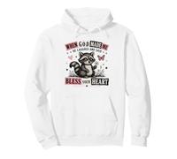 When God Made Me He Laughed Raccoon Design Pullover Hoodie