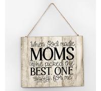 When God Made Moms He Picked The Best One for Me Wood Pallet Wall Plaque Sign Established Wood Sign 10x12 Inch Home Decoration Farmhouse Wooden Signs for Indoor Pantry