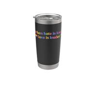When Hate is Loud Love Must Be Louder Rainbow LGBTQIA Pride Stainless Steel Insulated Tumbler