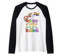 When Hate is Loud Love Must Be Louder Rainbow Unicorn Pride Raglan Baseball Tee