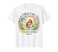 When I am Afraid I Put My Trust in You Psalm 56:3 for Kids Value Graphic T-Shirt, Men, White, L