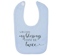 When I Count My Blessings I Count You Twice Religious Faith Quote [FHSVG] Cotton Baby bib - Pastel Blue