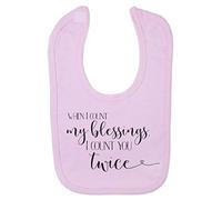 When I Count My Blessings I Count You Twice Religious Faith Quote [FHSVG] Cotton Baby bib - Pastel Pink