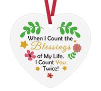 When I Count the Blessings of My Life I Count You Twice Ceramic Ornament Heart Hanging Plaque Funny Birthday Christmas Ornament Gifts for Friends Family Colleague