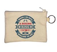 When I go into a Boxing Ring, I'm Willing to die Key Chain Coin Purse Beige