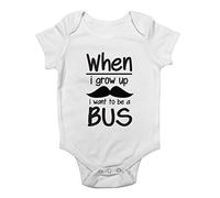 When I Grow Up I Want to be a Bus Cute Boys and Girls Baby Vest Bodysuit White