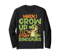 When I Grow Up I'll Study Dinosaurs Funny Dino Lover Kids Long Sleeve T-Shirt