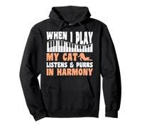 When I Play, My Cat Listens & Purrs In Harmony Piano Cat Pullover Hoodie