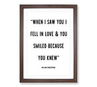 When I Saw You Typography Framed Wall Art Print A2 Walnut