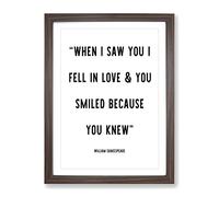When I Saw You Typography Quote Framed Print | A2 Walnut Framed Wall Art | Ready to Hang | Modern Positive Affirmations Picture | Living Room Bedroom Lounge Office