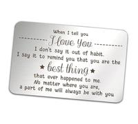 When I Tell You I Love You Wallet Card, I Love You Gifts for Him Her, Anniversary Cards Valentine's Day Gift for Men Husband, Sentimental Long Distance Presents Engraved Metal Wallet Card Insert
