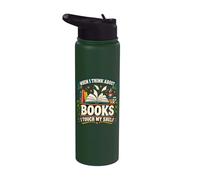 When I Think About Books I Touch My Shelf - Book Lovers Read Stainless Steel Insulated Water Bottle