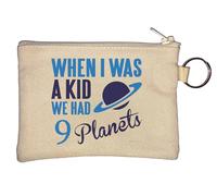 When I was A Kid We Had 9 Planets Key Chain Coin Purse Beige