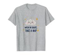 When in Doubt Take a Nap Sleepy Cloud Cute Wall Art T-Shirt, Men, Heather Grey, XXL