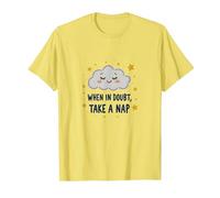 When in Doubt Take a Nap Sleepy Cloud Cute Wall Art T-Shirt, Men, Lemon, 3XL