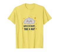 When in Doubt Take a Nap Sleepy Cloud Cute Wall Art T-Shirt, Men, Lemon, XL