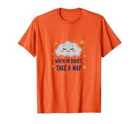 When in Doubt Take a Nap Sleepy Cloud Cute Wall Art T-Shirt, Men, Orange, 3XL