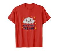 When in Doubt Take a Nap Sleepy Cloud Cute Wall Art T-Shirt, Men, Red, 3XL