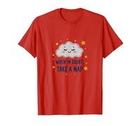 When in Doubt Take a Nap Sleepy Cloud Cute Wall Art T-Shirt, Men, Red, S