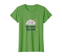 When in Doubt Take a Nap Sleepy Cloud Cute Wall Art T-Shirt, Women, Grass, S