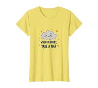 When in Doubt Take a Nap Sleepy Cloud Cute Wall Art T-Shirt, Women, Lemon, XXL
