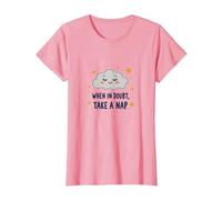 When in Doubt Take a Nap Sleepy Cloud Cute Wall Art T-Shirt, Women, Pink, XXL