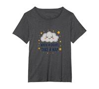 When in Doubt Take a Nap Sleepy Cloud Cute Wall Art T-Shirt, Women's Plus, Dark Heather Grey, 1X