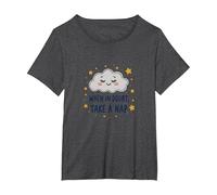 When in Doubt Take a Nap Sleepy Cloud Cute Wall Art T-Shirt, Women's Plus, Dark Heather Grey, 3X