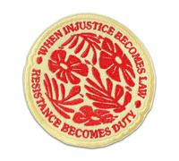 When Injustice Becomes Law Resistance Becomes Duty Tactical Morale Patch 3 Inches Funny Flower Feminist Human Rights, Embroidered Hook and Loop Patches for Army Backpack Hat Dog Harness Military Gifts