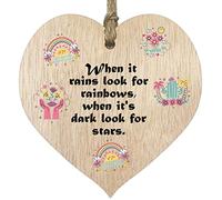 When it Rains Hanging Wooden Heart Sign Plaque - Handmade Decorative Accessories Motivational Gifts, Light Wood Hearts Sign, Present Christmas for Women, Xmas Decorations, Special Friend Gifts