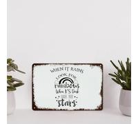 When It Rains Look For Rainbows When It'S Dark Look For Stars Vintage Metal Signs Quotes Aluminum Sign Rustic Tin Plaque Funny Vintage Wall Hanging for Home Kitchen Cafe Bar Restaurant Farmhouse