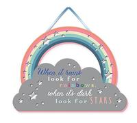 When it Rains Look for Rainbows Wooden Mirror Mirror Hanging Sign
