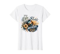 When Life Blurs Refocus Rise Camera Lens Quote Value Graphic T-Shirt, Women, White, M