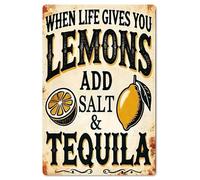 When Life Gives You Lemons Add Salt And Tequila Rustic Aluminum Wall Art & Metal Tin Sign - 8x12in Vintage Indoor Outdoor Decor for Home, Office, Cafe, Yard & Garden