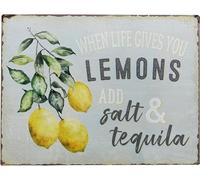 When Life Gives You Lemons Add Salt & Tequila' Funny Retro Vintage Tin Bar Sign, Decorative Country Home Decor 12×16 Inch