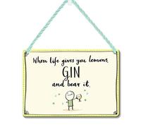 When Life Gives You Lemons Gin & Bear it - Tin Hanging Sign Plaque Gift