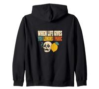 When Life Gives You Lemons I Panic Sarcastic Skull Humor Zip Hoodie