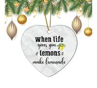 When Life Gives You Lemons Make Lemonade Christmas Ornaments Ceramic Ornament Quote Ornament Christmas Decorations for Tree Souvenir Gift Xmas Pendant Party Decor 3 Inches