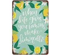 When Life Gives You Lemons, Make Limoncello Hand Lettered Wall Art Floral Wall Signs for Kitchen Home Office Bar Cafe Decor 8x12 Inch